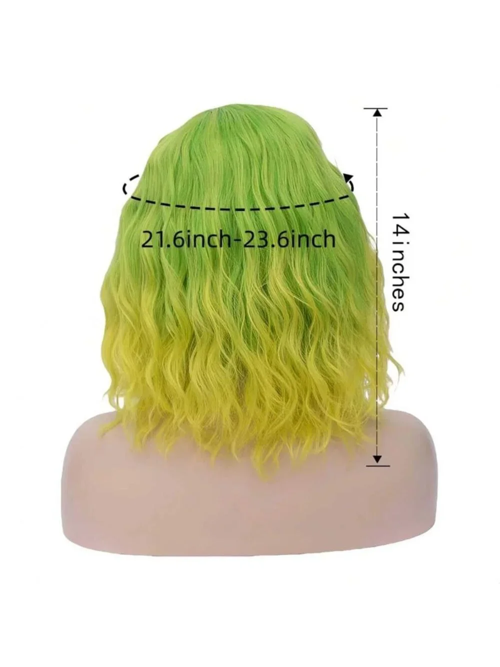 Women's Green Yellow Wavy Curly Bob Heat Resistant Cosplay Halloween Wig